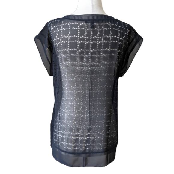 Eileen Fisher Cut-out V Neck Cap Sleeve Top PS - Picture 8 of 11